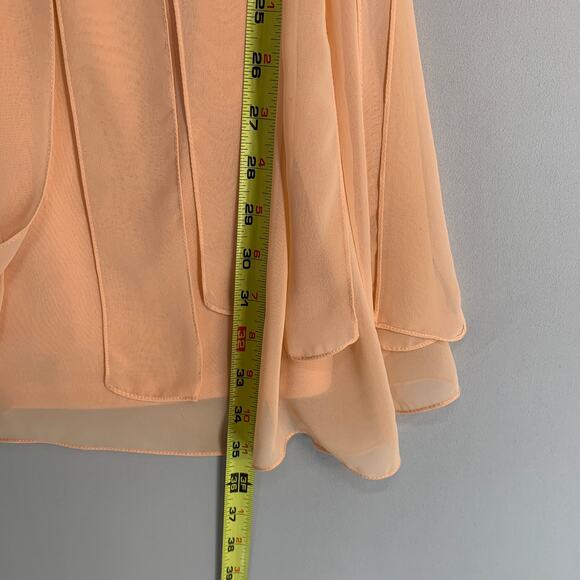 Sue Wong Studios W Beaded Chiffon Empire Waist Cocktail Dress Peach Size 4 - Picture 8 of 12